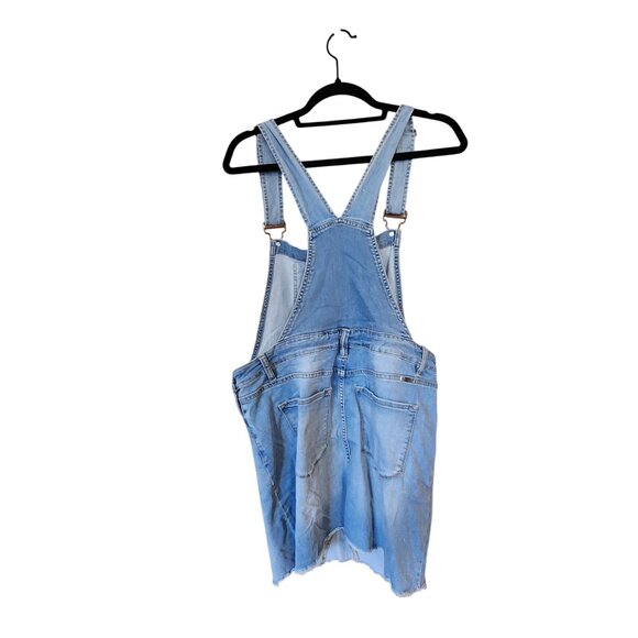 KenCan Womens Light Wash Denim Overall Dress XL Adjustable Straps Pockets Distre - Picture 2 of 4